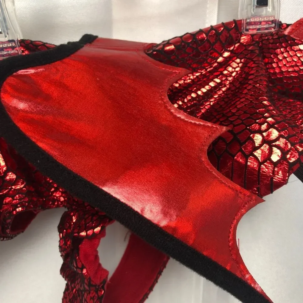 Thrills and Chills Dog Halloween Costume Red Metallic Dragon Outfit Size Small